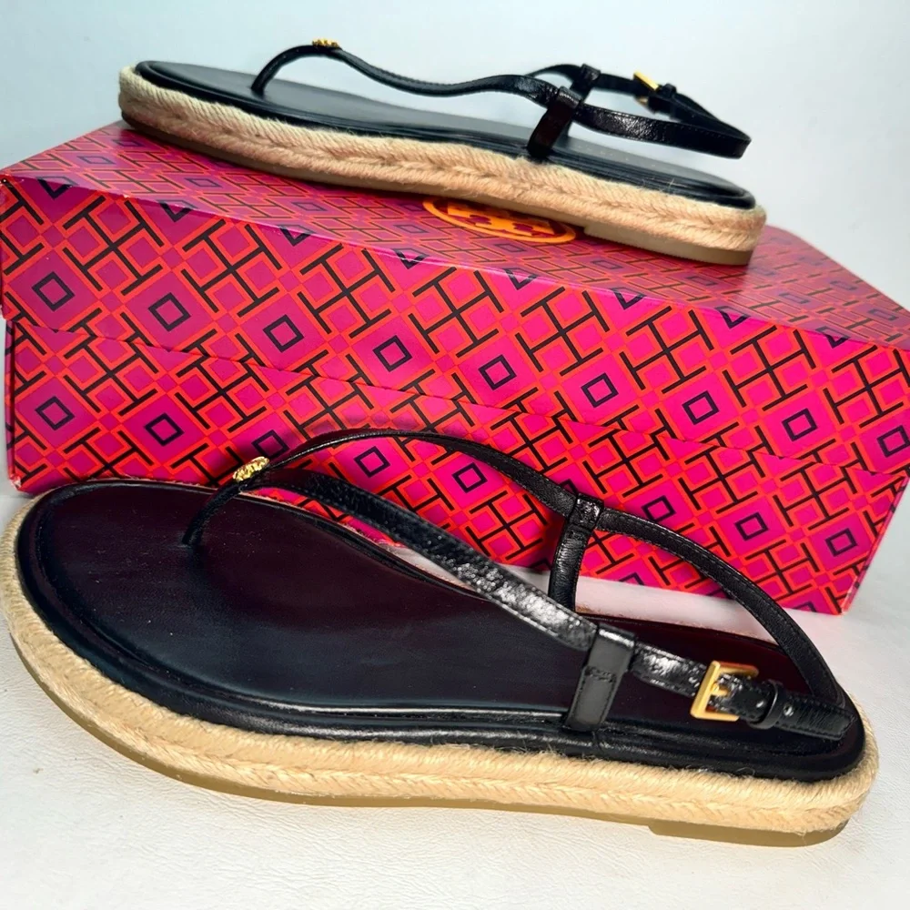 TORY BURCH Delicate Logo Thong - T-Bar Sandals casual outdoor summer vacation